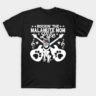 Rockin The Alaskan Malamute Mom Life Dog Lover Guitar Musician T-Shirt